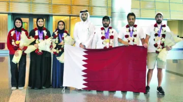 استقبال مميز لبعثة الرماية في مطار حمد