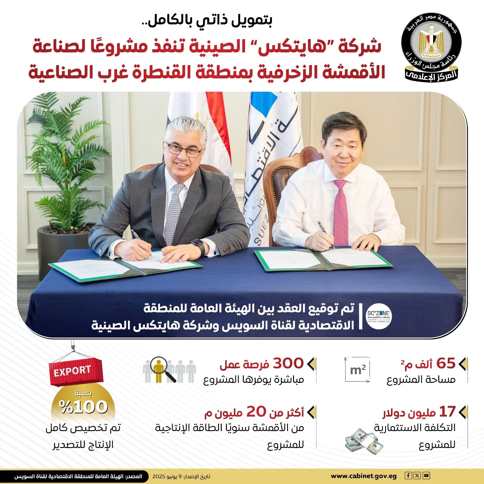 هايتكس تبدأ مشروعًا لتصنيع الأقمشة الزخرفية في مصر لتعزيز موقعها الرائد في المنطقة هايتكس تبدأ مشروعًا لتصنيع الأقمشة الزخرفية في مصر لتعزيز موقعها الرائد في المنطقة