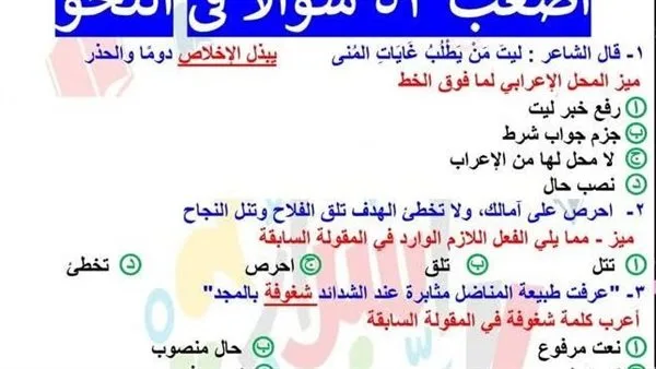 الثانوية العامة 2025: 150 سؤالاً في النحو مع الإجابات – الامتحان بين يديك الثانوية العامة 2025: 150 سؤالاً في النحو مع الإجابات – الامتحان بين يديك