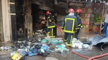 إرسال 5 سيارات إطفاء لإخماد حريق في محل لبيع المنظفات بالقليوبية