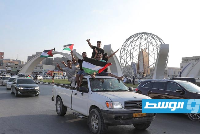قافلة الصمود لدى وصولها بلدية زليتن، 12 يونيو 2025. (صفحة البلدية على موقع فيسبوك)