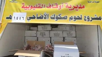 توزيع 2 طن من لحوم الأضاحي على الأسر المحتاجة في القليوبية