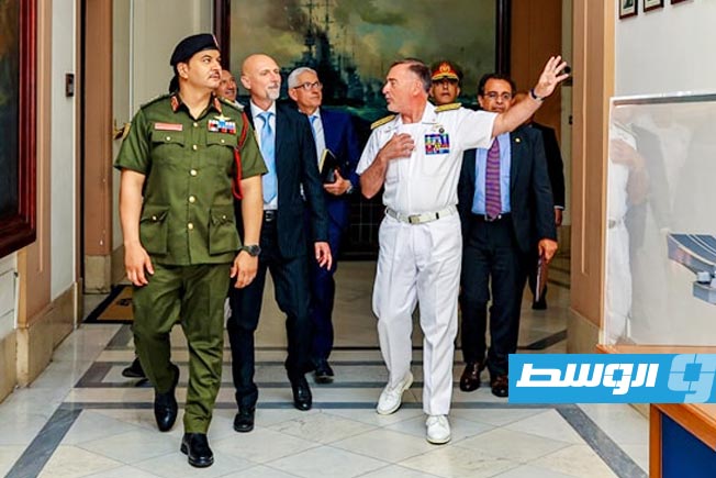 لقاء صدام خليفة حفتر مع رئيس أركان البحرية الإيطالية، الأدميرال إنريكو كريدندينو في روما، الجمعة 13 يونيو 2025. (شعبة الإعلام الحربي)