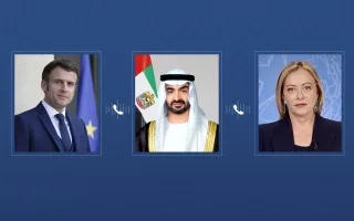 رئيس الدولة يتحدث هاتفياً مع الرئيس الفرنسي ورئيسة وزراء إيطاليا حول تعزيز التعاون والتطورات الإقليمية. رئيس الدولة يتحدث هاتفياً مع الرئيس الفرنسي ورئيسة وزراء إيطاليا حول تعزيز التعاون والتطورات الإقليمية.