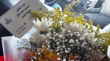 محافظ أسوان يلتقي بالرائد أحمد طارق شمت ويقدم له باقة من الزهور