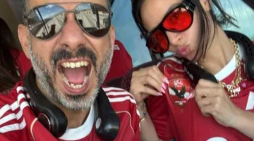 محمد فراج وبسنت شوقي يجذبان الانتباه بتشجيعهما للأهلي في ميامي (صور)