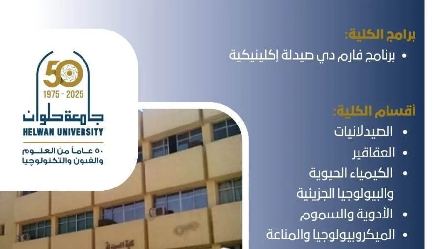 صيدلة حلوان: المدخل إلى التميز والإبداع في مجالات الأدوية والصيدلة. صيدلة حلوان: المدخل إلى التميز والإبداع في مجالات الأدوية والصيدلة.