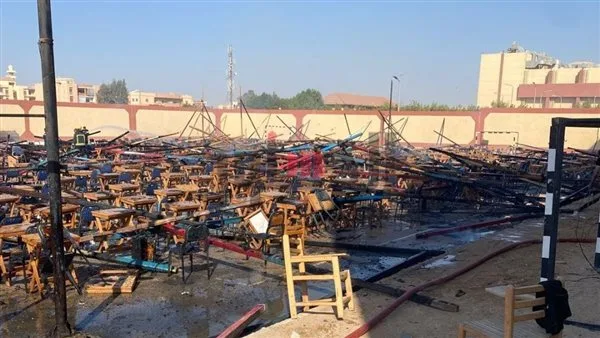 إطفاء حريق شب داخل خيمة امتحانات في جامعة السادات إطفاء حريق شب داخل خيمة امتحانات في جامعة السادات