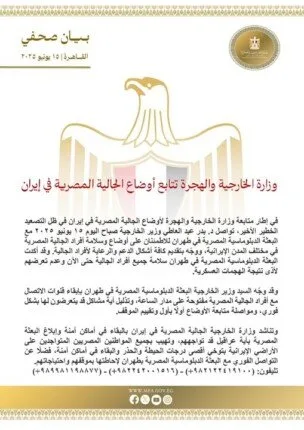 «وزارة الخارجية» تتابع حالة المصريين المقيمين في إيران «وزارة الخارجية» تتابع حالة المصريين المقيمين في إيران