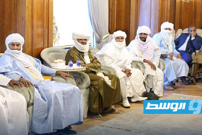 لقاء الدبيبة في طرابلس مع وفد من قبائل «الطوارق»، 15 يونيو 2025. (حكومتنا)
