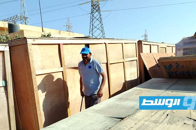 وصول ملحقات محول لمحطة سوق الثلاثاء في زليتن، 15 يونيو 2025. (شركة الكهرباء)