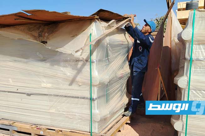 وصول ملحقات محول لمحطة سوق الثلاثاء في زليتن، 15 يونيو 2025. (شركة الكهرباء)