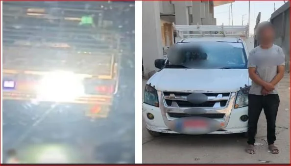 إيقاف سائق شاحنة عرض حياة المواطنين للخطر على الدائري إيقاف سائق شاحنة عرض حياة المواطنين للخطر على الدائري
