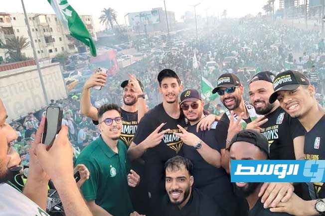 استقبال بعثة أهالي طرابلس بطلة أفريقيا لكرة السلة، الأربعاء 16 يونيو 2025. (الإنترنت)