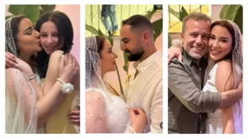 19 صورة من حفل زفاف أسماء شريف منير مع والدها وابنتها.