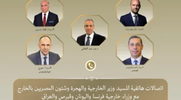 وزير الخارجية يتلقى مكالمات هاتفية من نظرائه في فرنسا واليونان وقبرص والعراق