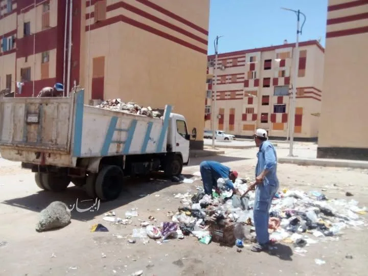 استمرار حملات التنظيف في مساكن الإيمان بالسويس لليوم الثاني