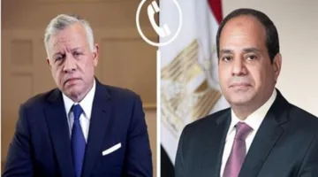 السيسي يتلقى تهنئة من الملك الأردني بمناسبة عيد الأضحى ويؤكدان على استمرار التنسيق الإقليمي.