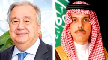 وزير الخارجية السعودي يناقش مع جوتيريش الاستعدادات لمؤتمر دولي لحل القضية الفلسطينية