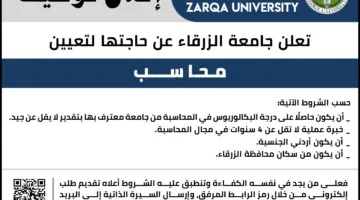 rewrite this title in other words: جامعة الزرقاء بـ الأردن تعلن حاجتها إلى وظائف جديدة شاغرة.. التفاصيل كامله