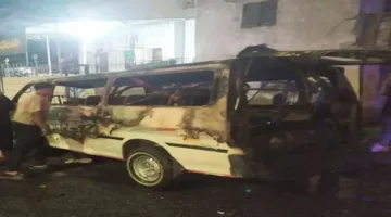 إخماد حريق في ميكروباص بالقرب من موقف السويس