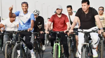 “الأزهري” و”صبحي” و”صابر” يشاركون في سباق الدراجات بالعاصمة الإدارية
