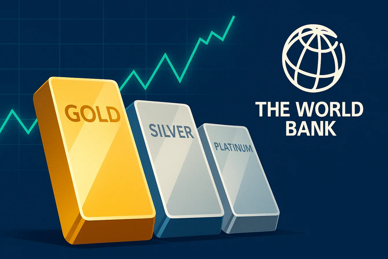 البنك الدولي: انخفاض النمو العالمي في 70% من البلدان، لكن أسعار الذهب والفضة والبلاتين سترتفع بأكثر من 30% البنك الدولي: انخفاض النمو العالمي في 70% من البلدان، لكن أسعار الذهب والفضة والبلاتين سترتفع بأكثر من 30%