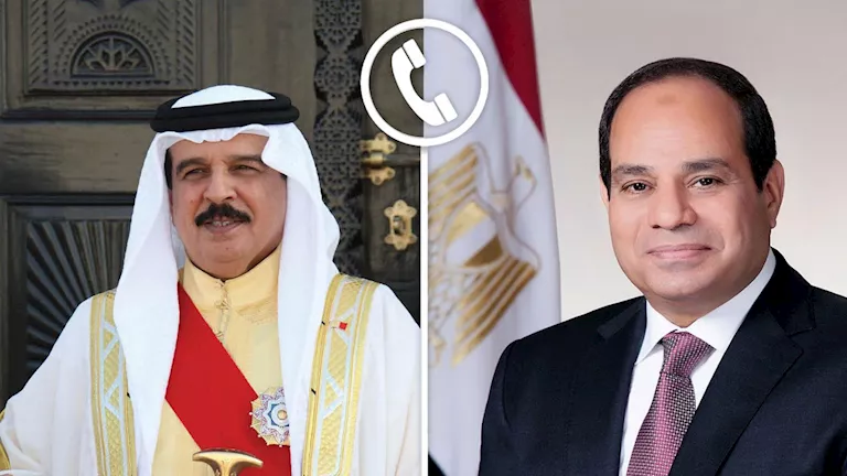 السيسي يتلقى مكالمة من ملك البحرين للتهنئة بعيد الأضحى. السيسي يتلقى مكالمة من ملك البحرين للتهنئة بعيد الأضحى.