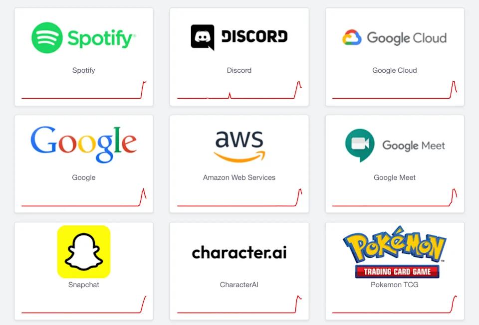 انقطاع كبير في خدمات تطبيقات معروفة مثل Spotify وDiscord وSnapchat انقطاع كبير في خدمات تطبيقات معروفة مثل Spotify وDiscord وSnapchat