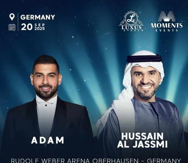 حسين الجسمي يقدّم حفلاً ثانياً في ألمانيا في سبتمبر بعد مرور 3 أشهر على حفله السابق. حسين الجسمي يقدّم حفلاً ثانياً في ألمانيا في سبتمبر بعد مرور 3 أشهر على حفله السابق.