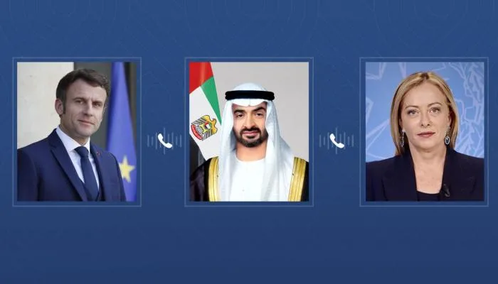 محمد بن زايد يتناول مع ماكرون وميلوني مستجدات المنطقة محمد بن زايد يتناول مع ماكرون وميلوني مستجدات المنطقة