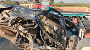 مصرع اثنين وإصابة شخصين في حادث تصادم سيارتين على طريق طنطا-بيون