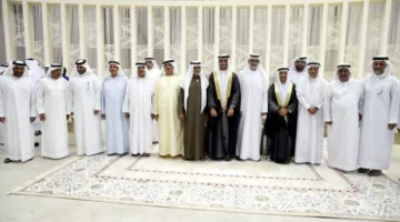 ولي عهد الشارقة والشيوخ يشاركون في احتفالات الطريفي والشامسي